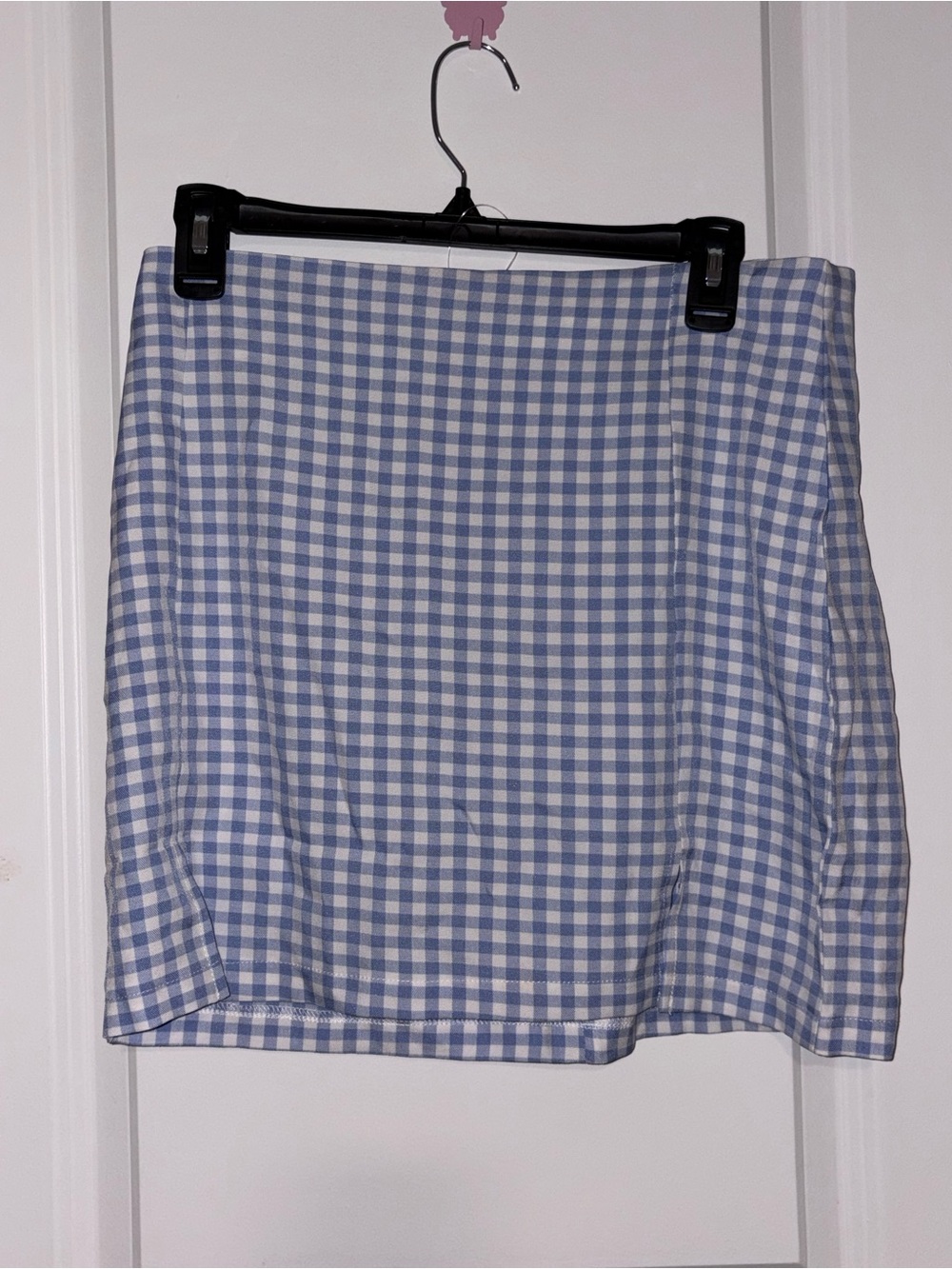 SHEIN Blue & White Gingham Mini Skirt